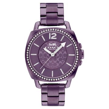 Coach Quartz Analog Purple Dial Stainless Steel Strap Watch for Women