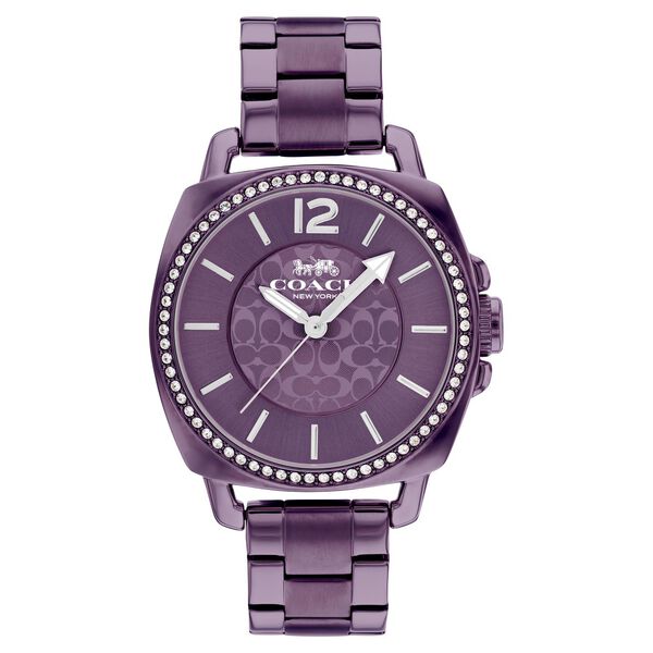 Coach Quartz Analog Purple Dial Stainless Steel Strap Watch for Women - image number 0