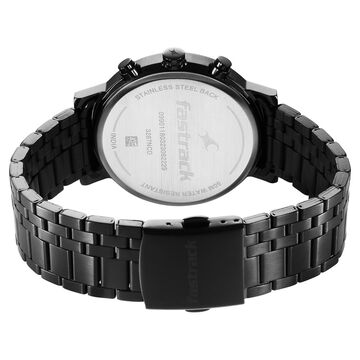 Fastrack Kronos Multifunction Black Dial Stainless Steel Strap Watch for Guys