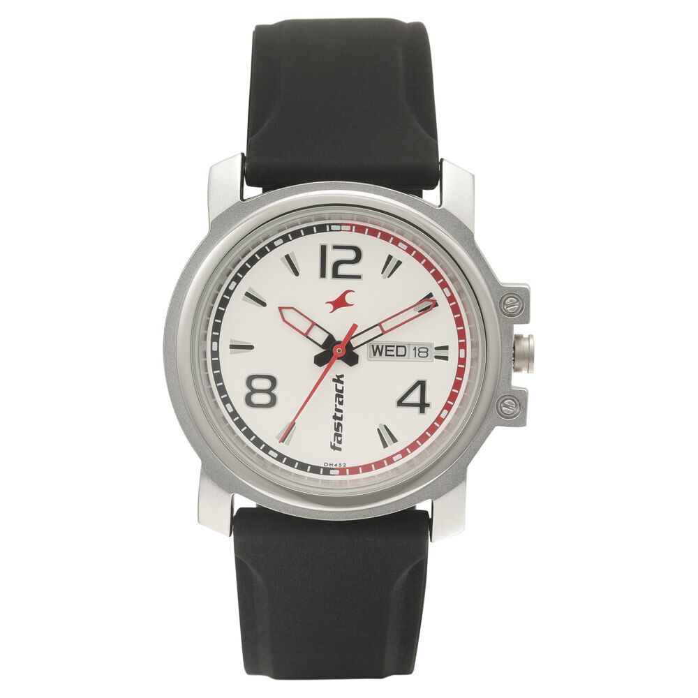 Buy Online Fastrack Quartz Analog White Dial Plastic Strap Watch for Guys nm3039sp04 Titan