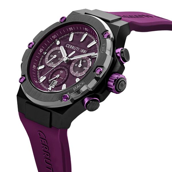 Cerruti 1881 Purple Dial Silicone Strap Watch for Men - image number 4