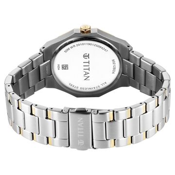 Titan Regalia Dodecagon Quartz Analog with Date Silver Dial Two Toned Stainless Steel Strap Watch For Men