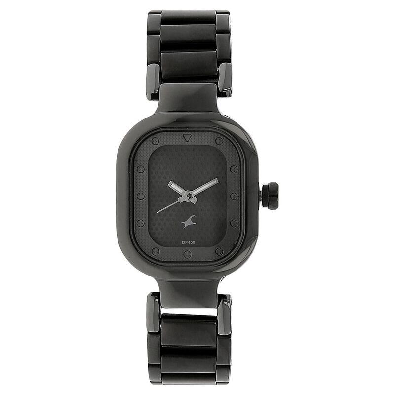 Fastrack Motorheads Quartz Analog Black Dial Stainless Steel Strap Watch for Girls