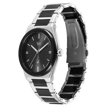 Fastrack Vyb Nimbus Quartz Analog Black Dial Two Toned Color Metal Strap Watch For Guys