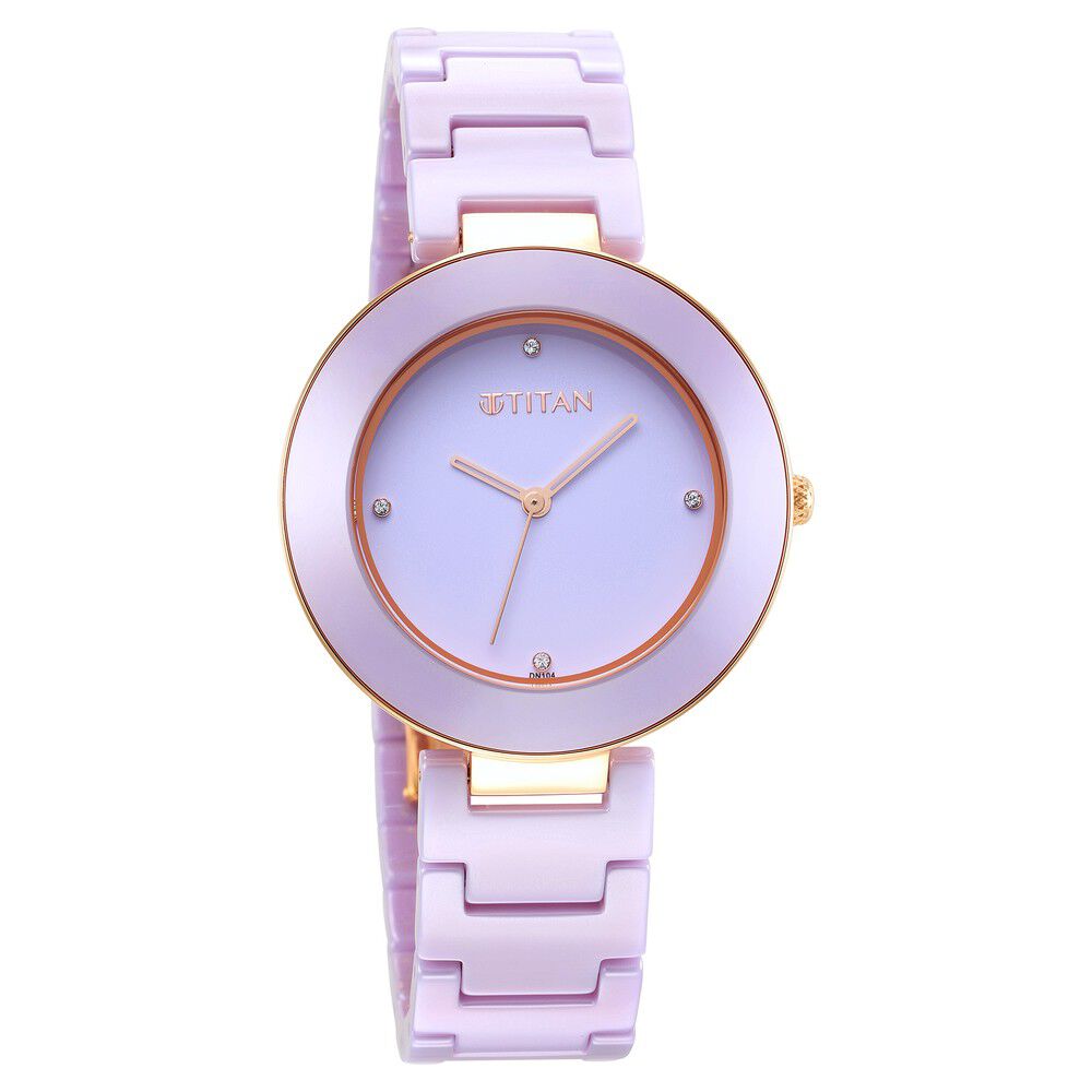 Titan Purple Ceramics Purple Dial Analog Ceramic Strap watch for Women