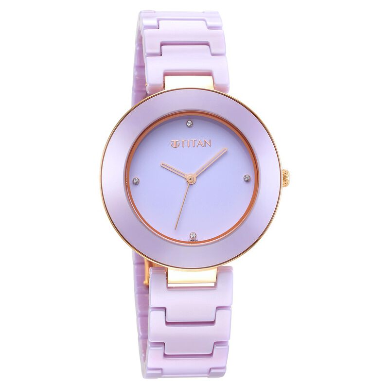 Titan Purple Ceramics Purple Dial Analog Ceramic Strap watch for Women