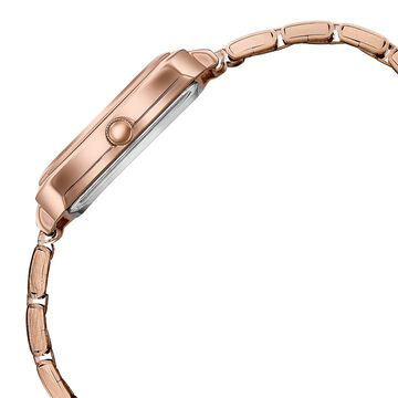 Sonata Poze Quartz Analog Black Mother Of Pearl Dial Rose Gold Colour Stainless Steel Strap Watch For Women