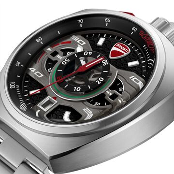 Ducati Quartz Chronograph Black Dial Silver Stainless Steel Strap Watch For Men