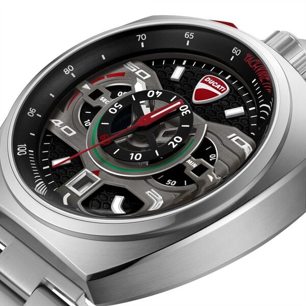 Ducati Quartz Chronograph Black Dial Silver Stainless Steel Strap Watch For Men - image number 3