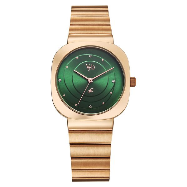 Fastrack Vyb Mirage Quartz Analog Green Dial Metal Strap Watch For Girls - image number 1