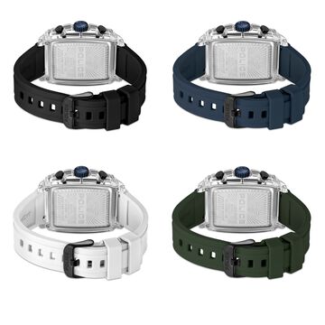 Police Quartz Chronograph Black Dial Multicoloured Color Silicone Strap Watch For Men