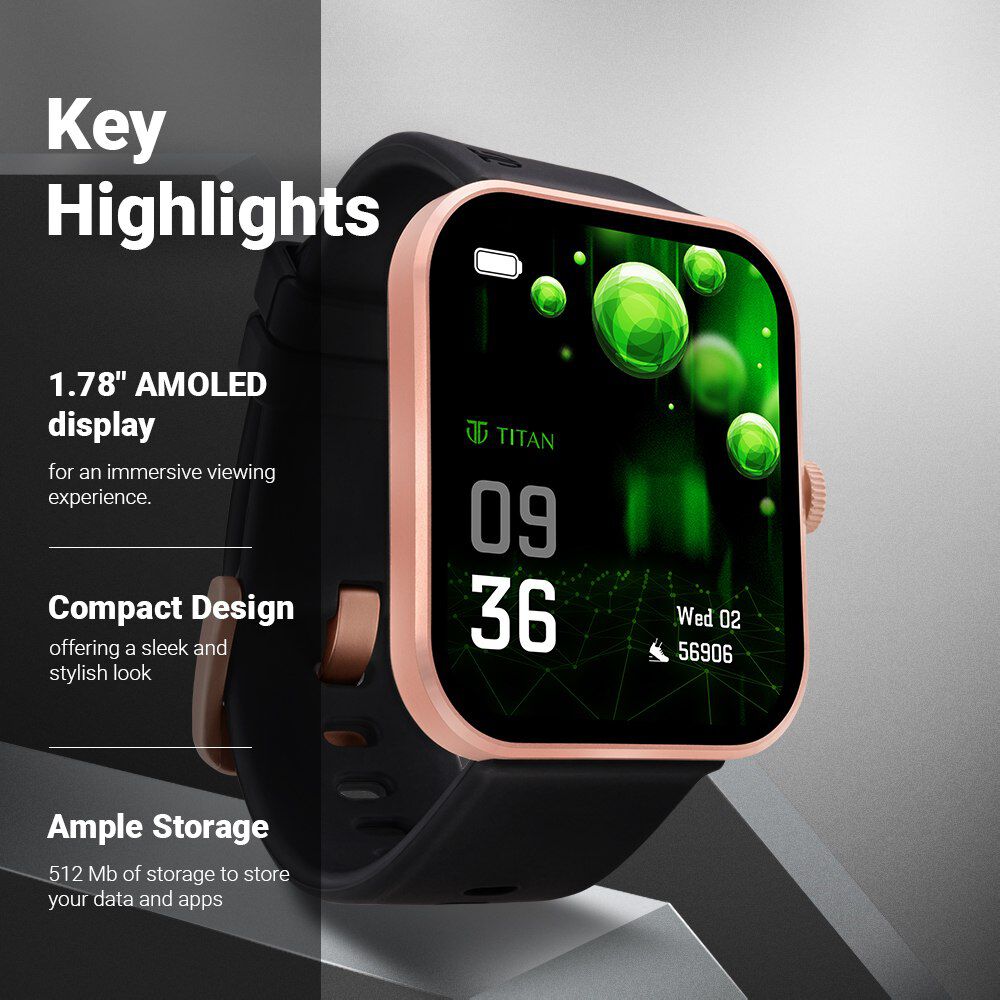 Buy Online Titan Talk S Rose Gold Touch Smart Watch for Unisex