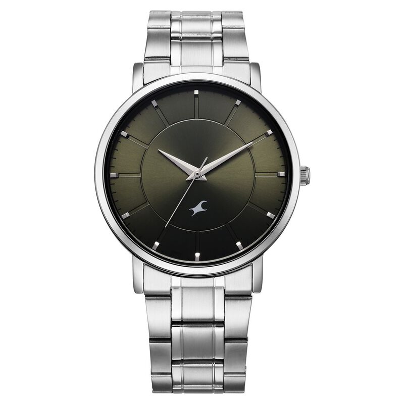 Fastrack Stunners X Quartz Analog Green Dial Stainless Steel Strap Watch For Guys