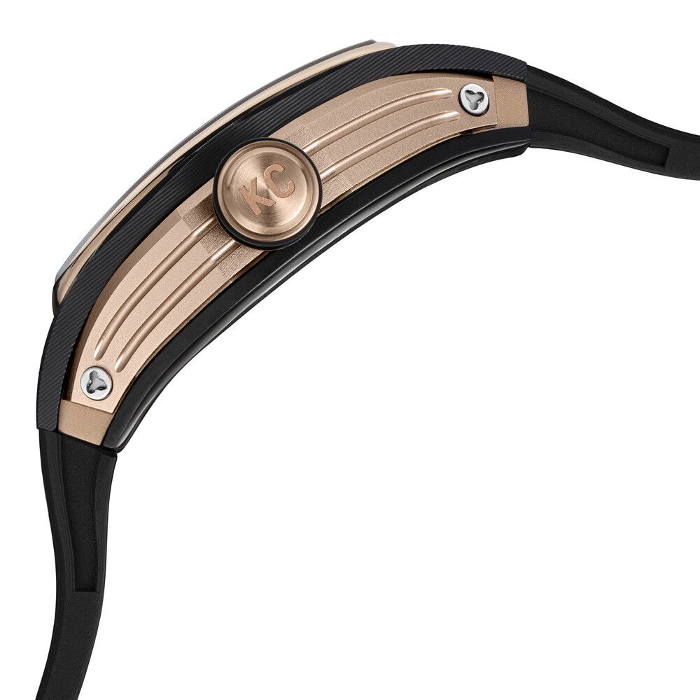 Buy Online Kenneth Cole Automatic Black Dial Silicone Strap Watch