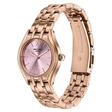 Poze By Sonata Quartz Analog Pink Dial Rose Gold Metal Strap Watch For Women