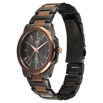 Vyb Nimbus By Fastrack Quartz Analog Grey Dial Two Toned Stainless Steel Strap Watch For Guys