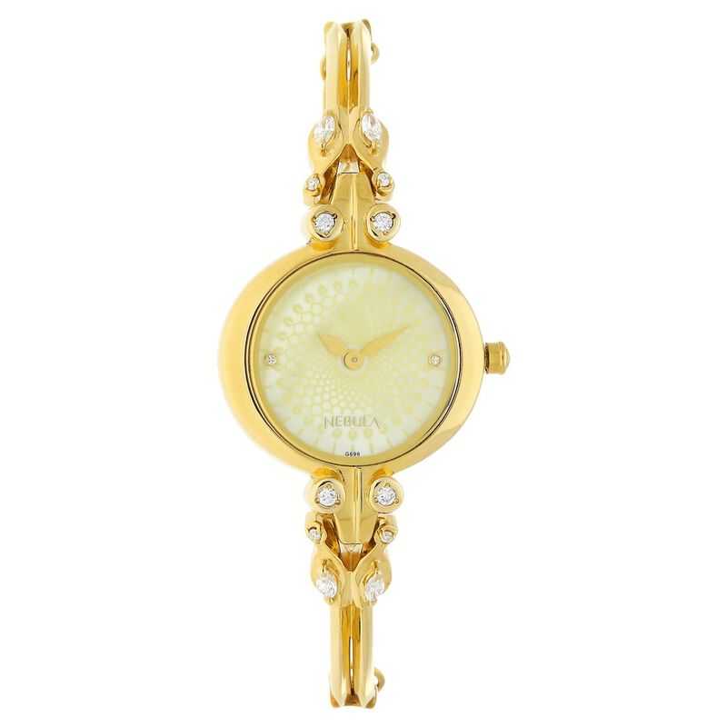 Nebula Quartz Analog Champagne Dial 18 Karat Gold Strap Watch for Women