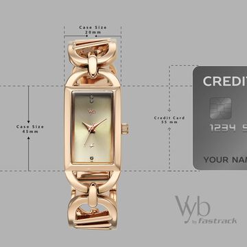 Vyb Striker By Fastrack Quartz Analog Green Dial Rose Gold Metal Strap Watch For Girls