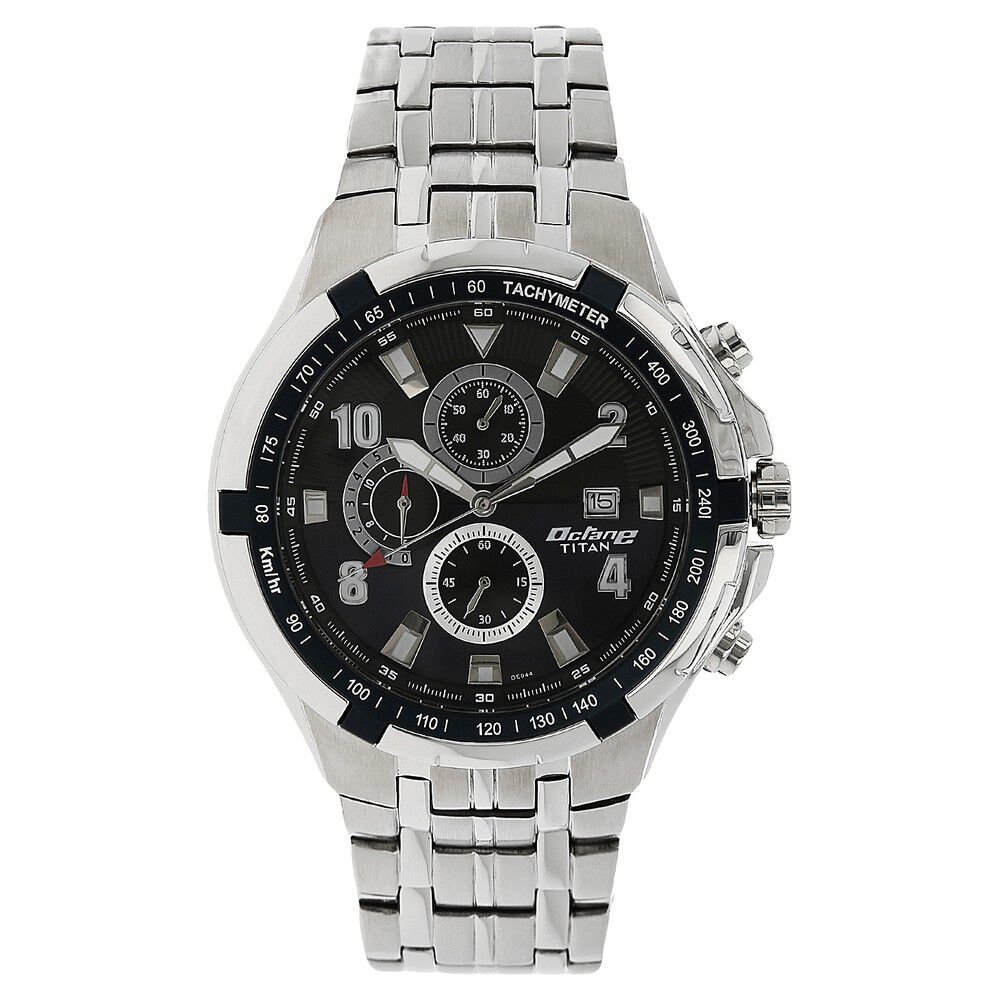 Titan Quartz Chronograph Blue Dial Metal Strap Watch for Men
