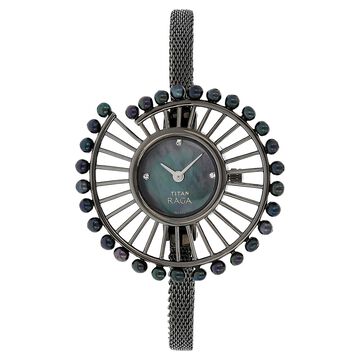 Titan Raga Black Dial Women Watch With Bimetal Strap