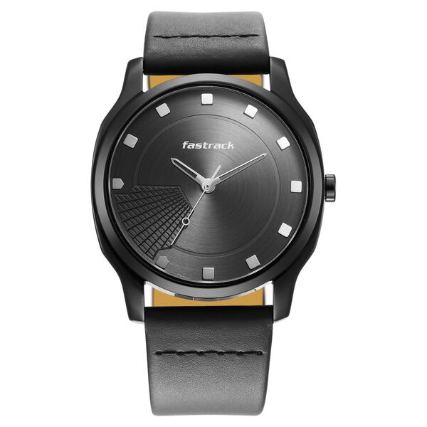 Fastrack Stunners Quartz Analog Anthracite Dial Leather Strap Watch for Guys - image number 2