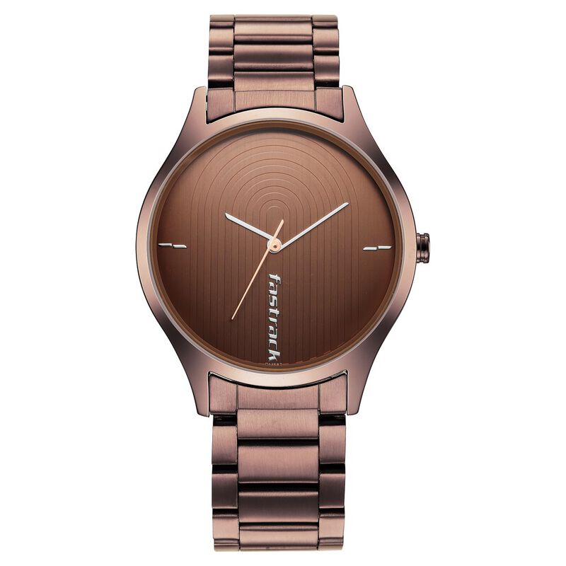 Fastrack Style Up Quartz Analog Brown Dial Stainless Steel Strap Watch for Guys - image number 2