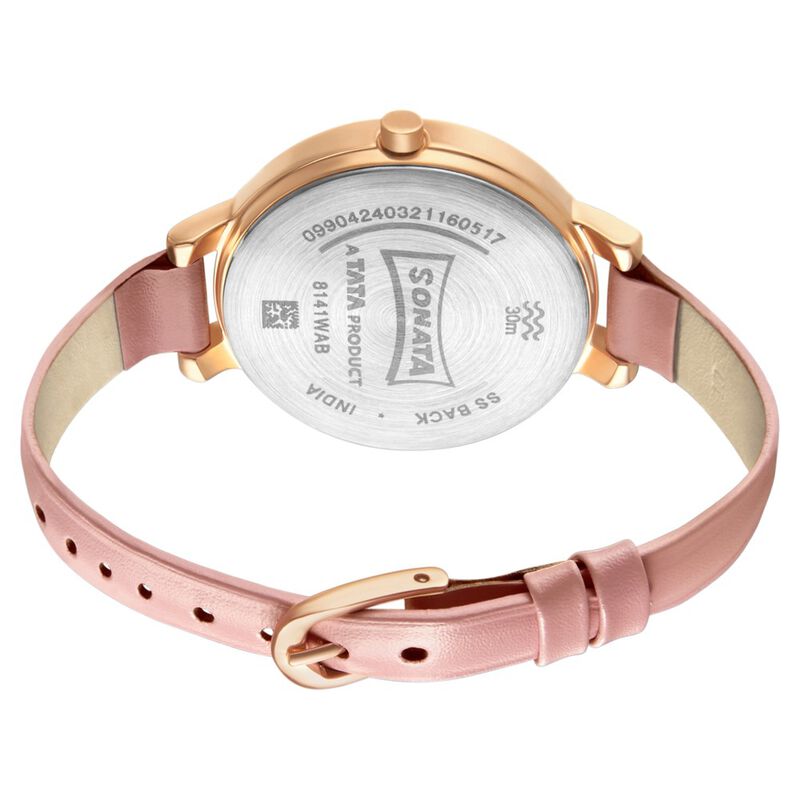 Sonata Play Pink Dial Women Watch With Leather Strap - image number 3