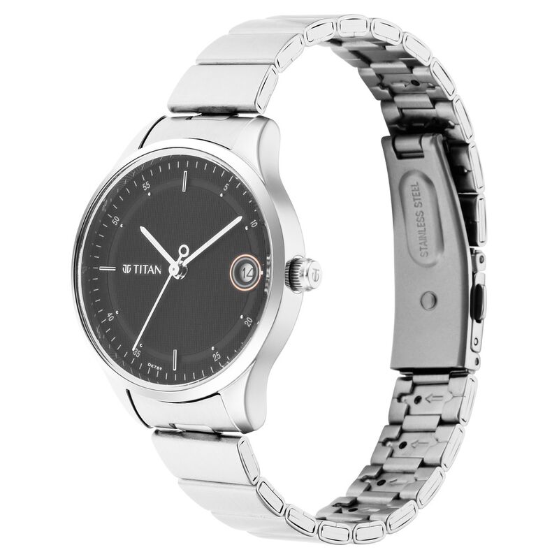 Titan Workwear Black Dial Women Watch With Stainless Steel Strap - image number 2