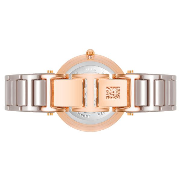 Anne Klein Quartz Analog Brown Round Dial Rose Gold Ceramic Strap Watch For Women - image number 2