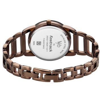 Vyb Striker By Fastrack Quartz Analog Brown Dial Brown Metal Strap Watch For Girls