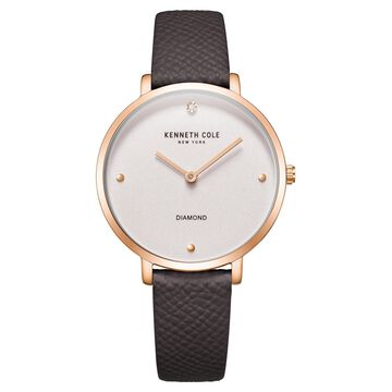 Kenneth Cole Quartz Analog Silver Dial Leather Strap Watch for Women