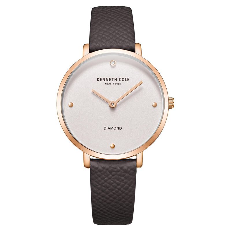Kenneth Cole Quartz Analog Silver Dial Leather Strap Watch for Women