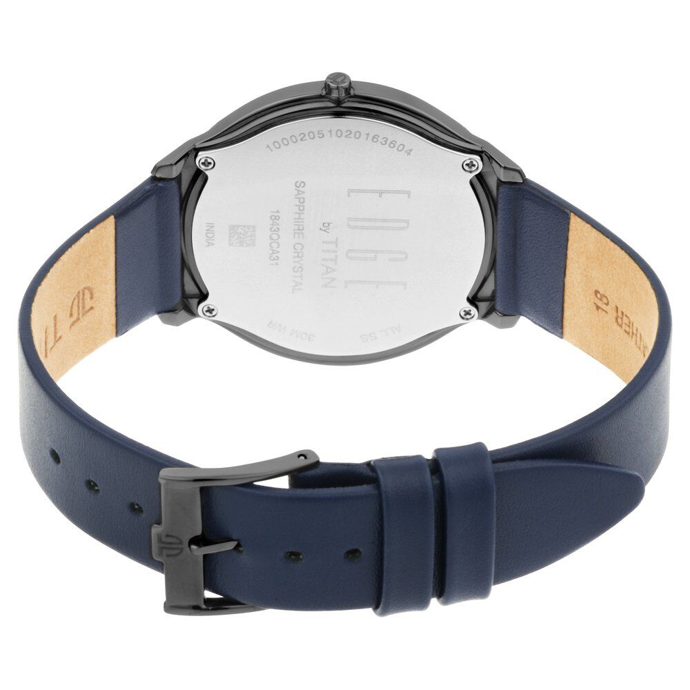 Buy Online Titan Quartz Analog Blue Dial Leather Strap Watch for
