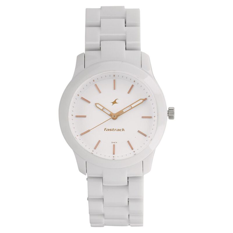 Fastrack Trendies Quartz Analog White Dial Plastic Strap Watch for Girls