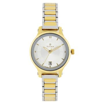 Titan Quartz Analog Silver Dial Stainless Steel Strap Watch for Women