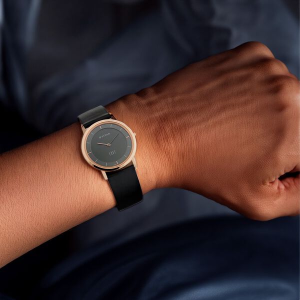 Titan Quartz Analog Anthracite Dial Leather Strap Watch for Men - image number 3