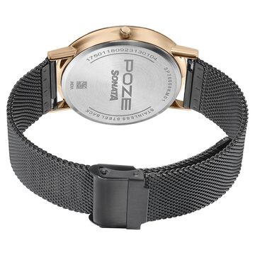 Sonata Poze Quartz Analog Grey Dial Stainless Steel Strap Watch for Men