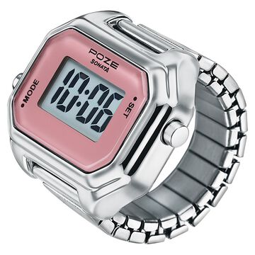 Poze By Sonata Digital Ring Watch With Pink Dial For Women