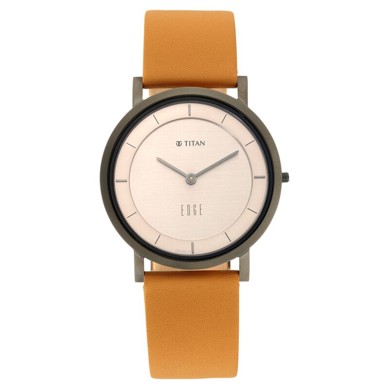 Titan Edge Beige Dial Analog Leather Strap watch for Men - image number 2