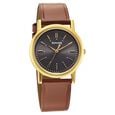 Sonata Classic Quartz Analog Champagne Dial Brown Leather Strap Watch for Men