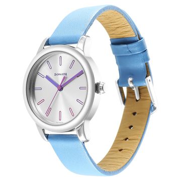 Sonata Splash Silver Dial Women Watch With Leather Strap