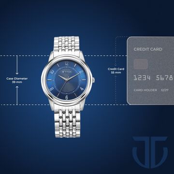 Titan Karishma Zing Quartz Analog Blue Dial Stainless Steel Strap Watch for Men