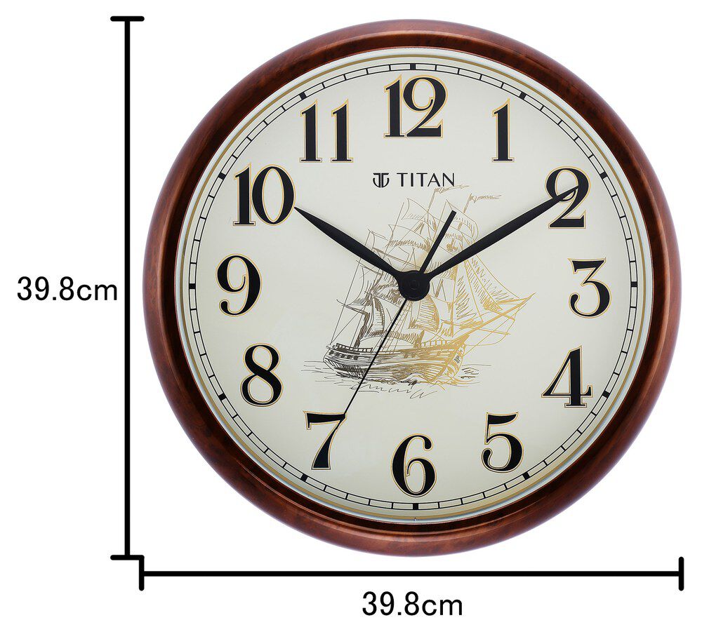 Buy Online Titan Decorative Dark Brown Wood Finish Clock with Ship