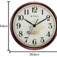 Titan Decorative Dark Brown Wood Finish Clock with Ship Design on Dial and Silent Sweep - 39.8 cm x 39.8 cm (Large) - image number 3