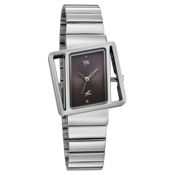 Vyb Runway By Fastrack Quartz Analog Grey Dial Silver Stainless Steel Strap Watch For Girls