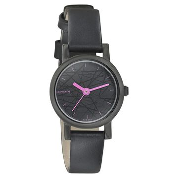 Sonata Onyx Black Dial Women Watch With Leather Strap