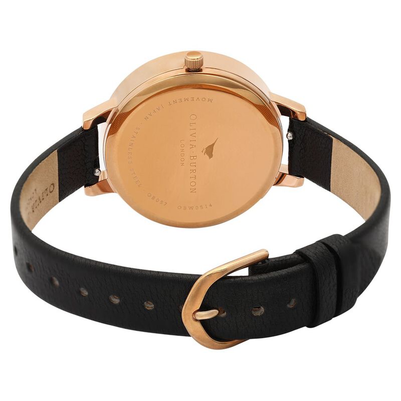 Olivia Burton Analog Quarzuhr für Damen mit Graues Lederarmband
