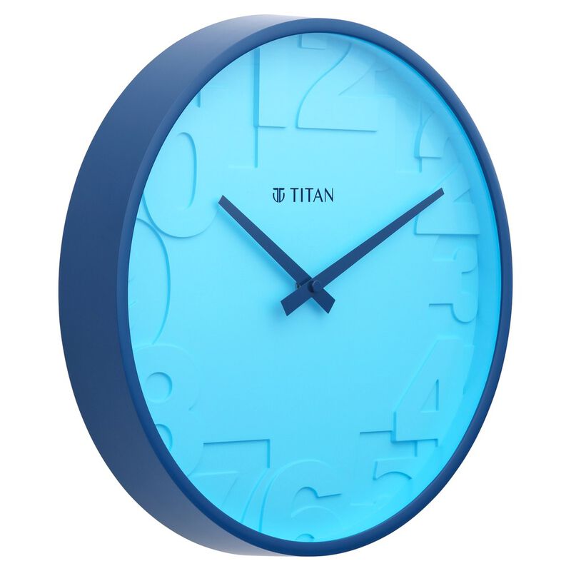 Buy Online Titan Contemporary Blue Wall Clock with Overlayed numbers