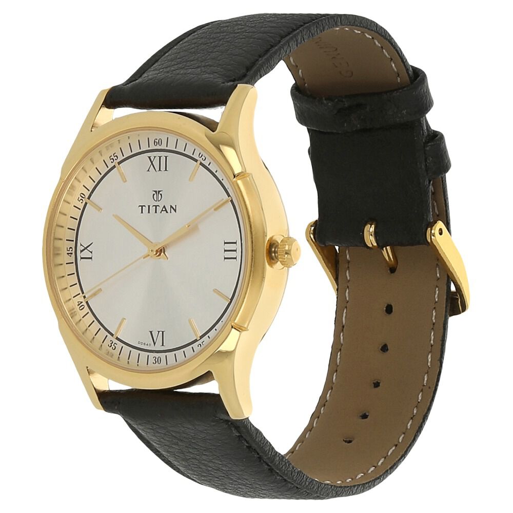 Buy Online Titan Quartz Analog White Dial Leather Strap Watch for Men nk1636yl01 Titan