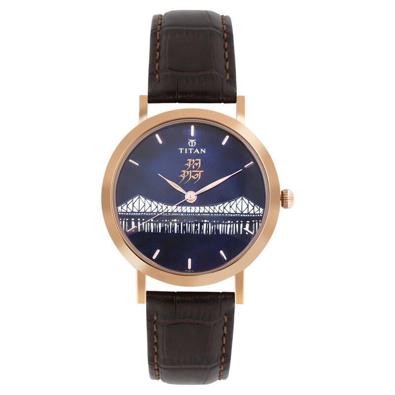 Titan Quartz Analog Mother of Pearl Dial Leather Strap Watch for Men